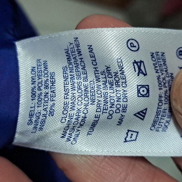 Lands' End down puffer vest snap front - S - royal blue - Picture 3 of 4